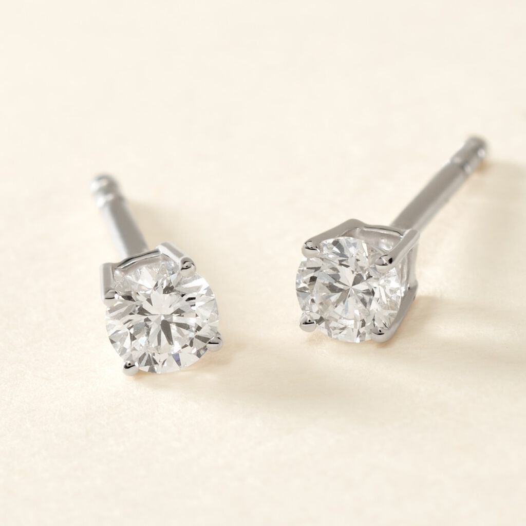 Boucles D'oreilles Puces Or Blanc Aphrodite Diamants - Clous d'oreilles Femme | Histoire d’Or