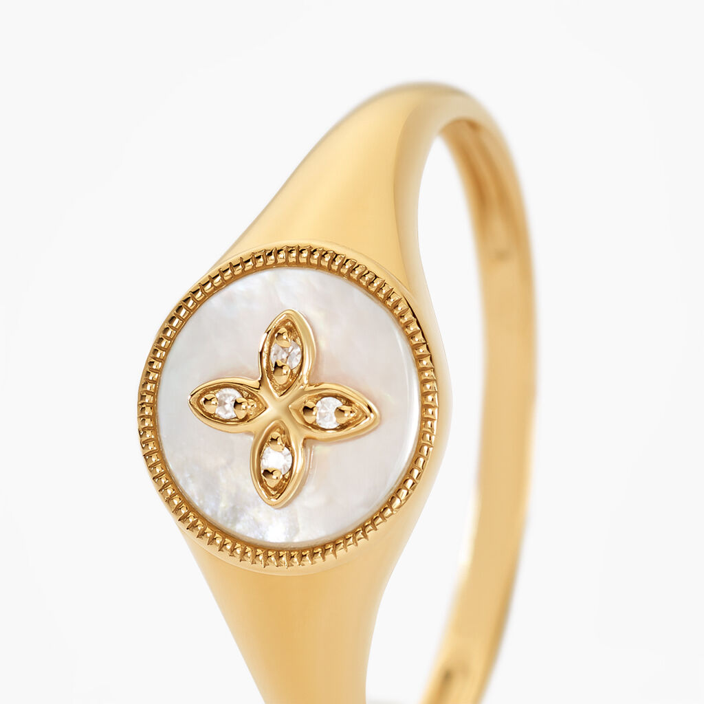 Bague Talisman Or Jaune Nacre Diamant - Bagues avec pierre Femme | Histoire d’Or