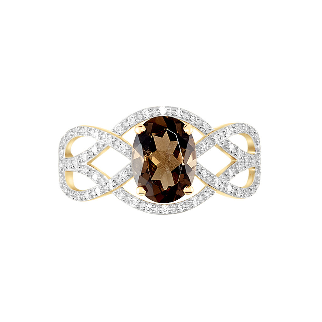 Bague Tina Or Jaune Quartz Et Oxyde De Zirconium - Bagues solitaires Femme | Histoire d’Or