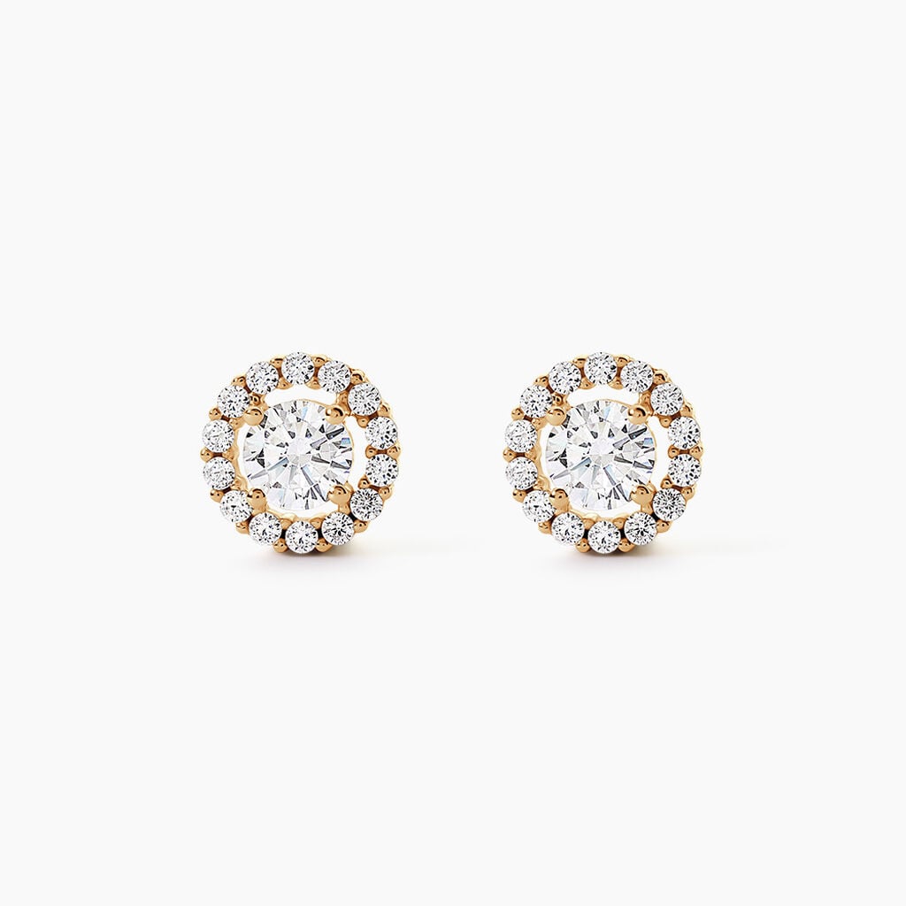 Boucles D'Oreilles Puces Annissa Plaqu&eacute; Or Jaune Oxyde De Zirconium - Boucles d'oreilles fantaisie Femme | Histoire d&rsquo;Or