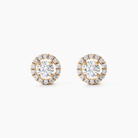 Boucles D'Oreilles Puces Annissa Plaqu&eacute; Or Jaune Oxyde De Zirconium - Boucles d'oreilles fantaisie Femme | Histoire d&rsquo;Or