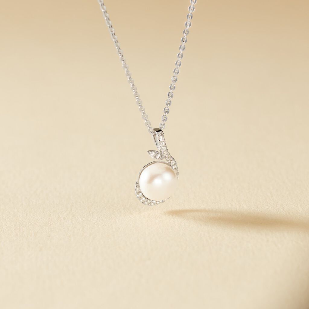 Collier Cyrana Argent Blanc Perle De Culture Et Oxyde De Zirconium - Colliers fantaisie Femme | Histoire d’Or