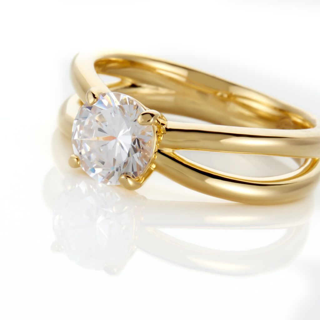 Bague Gen Plaqué Or Oxyde De Zirconium - Bagues solitaires Femme | Histoire d’Or