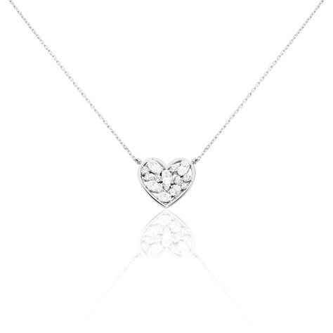 Collier Valentine Argent Blanc Oxyde De Zirconium - Colliers Coeur Femme | Histoire d’Or