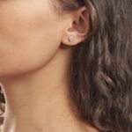 Boucles D'oreilles Puces Coeur Serti Clos Or Blanc Oxyde De Zirconium - Clous d'oreilles Femme | Histoire d&rsquo;Or