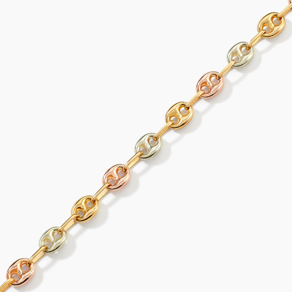 Bracelet Dami Maille Grain De Caf&eacute; Or Tricolore - Bracelets cha&icirc;ne Homme | Histoire d&rsquo;Or
