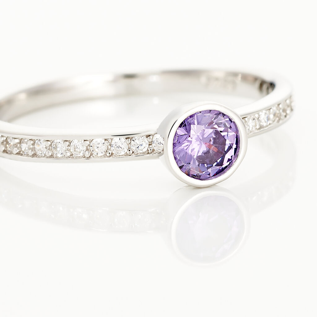 Bague Solitaire Mathylda Argent Blanc Pierre De Synthese Et Oxyde - Bagues solitaires Femme | Histoire d’Or