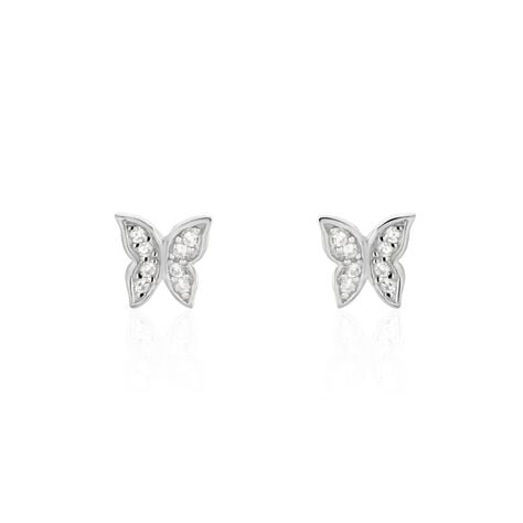 Boucles D'oreilles Puces Cadfan Argent Blanc Oxyde - Boucles d'oreilles fantaisie Femme | Histoire d&rsquo;Or