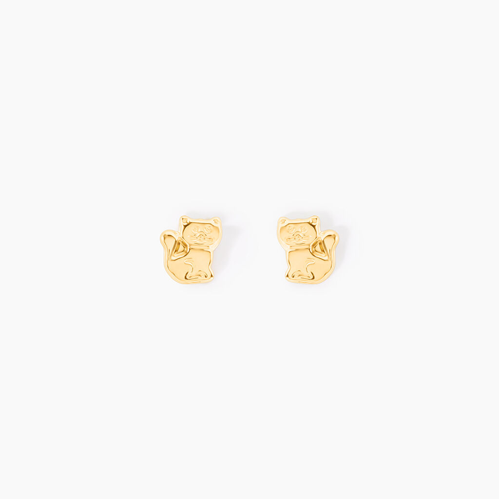 Boucles D'oreilles Puces Florenta Chat Or Jaune - Clous d'oreilles Enfant | Histoire d&rsquo;Or