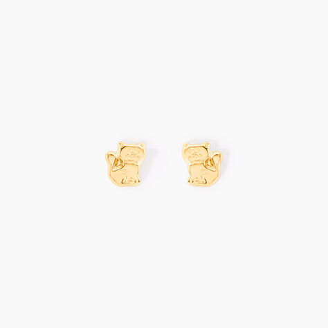 Boucles D'oreilles Puces Florenta Chat Or Jaune - Clous d'oreilles Enfant | Histoire d&rsquo;Or