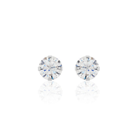 Boucles D'oreilles Puces Eddie Or Blanc Oxyde De Zirconium - Clous d'oreilles Femme | Histoire d’Or