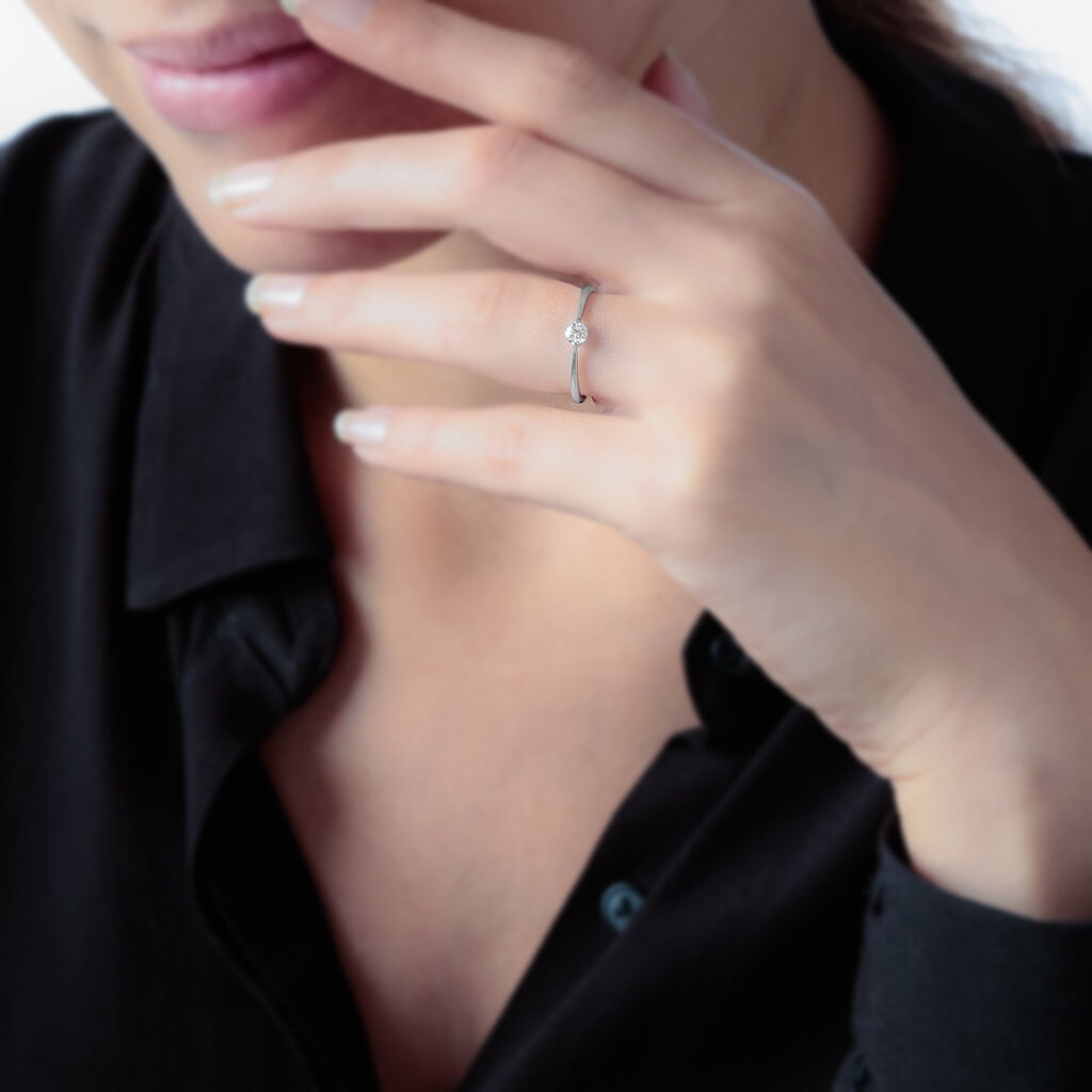 Bague Solitaire Natalia Or Blanc Diamant - Bagues solitaires Femme | Histoire d’Or