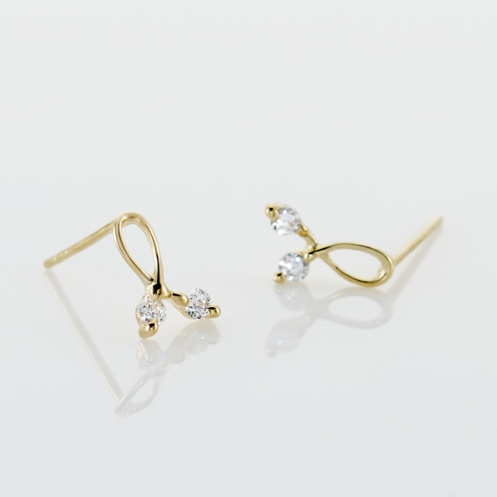 Boucles D'oreilles Puces Alvina Ruban Or Jaune Oxyde De Zirconium - Clous d'oreilles Femme | Histoire d’Or