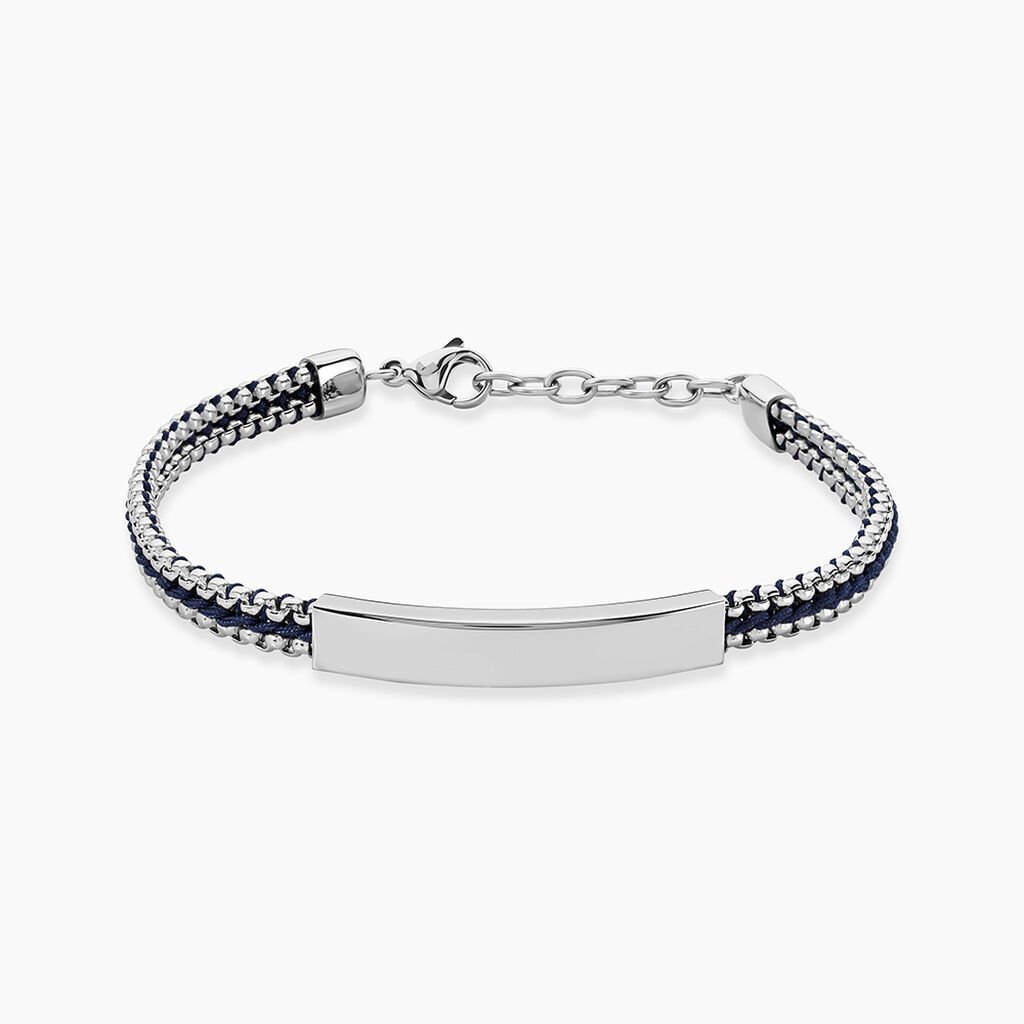 Bracelet Jourdan Joscelin Acier Argent&eacute; - Bracelets cordon Homme | Histoire d&rsquo;Or