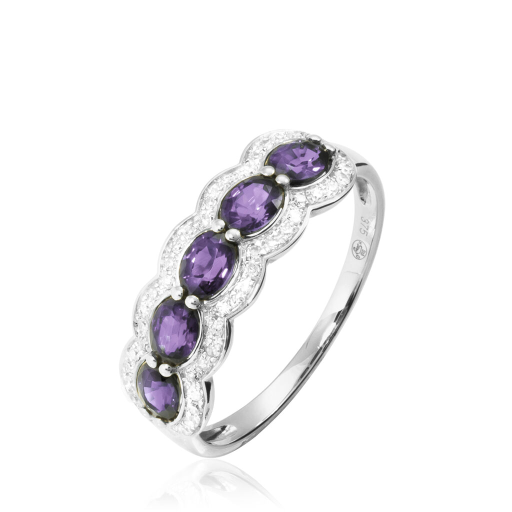 Bague Margaux Or Blanc Amethyste Et Diamant - Bagues avec pierre Femme | Histoire d&rsquo;Or