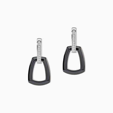 Boucles D'oreilles Pendantes Ezra Argent Blanc C&eacute;ramique Et Oxyde - Boucles d'oreilles fantaisie Femme | Histoire d&rsquo;Or