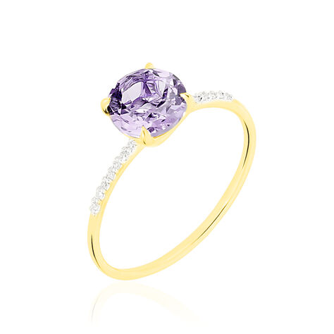 Bague Katalyna Or Jaune Amethyste Et Diamant - Bagues solitaires Femme | Histoire d’Or