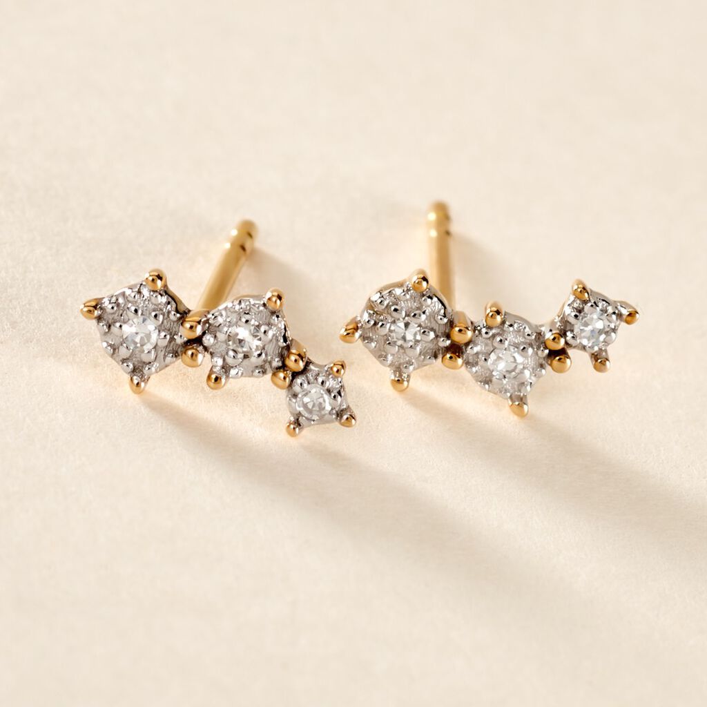 Boucles D'oreilles Puces Xene Or Jaune Diamant - Clous d'oreilles Femme | Histoire d’Or