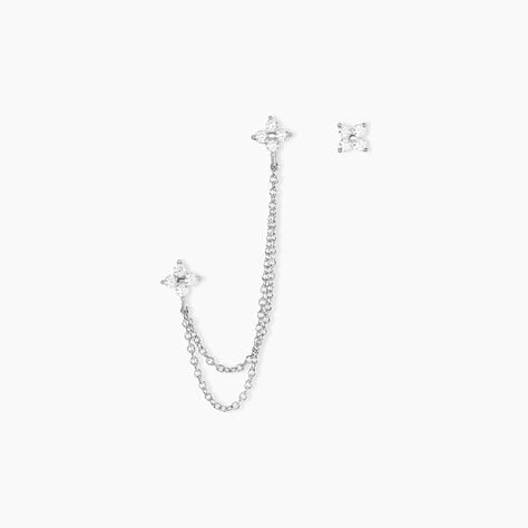 Boucles D'oreilles Dépareillées June Argent Blanc Oxyde De Zirconium - Boucles d'oreilles fantaisie Femme | Histoire d’Or