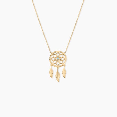 Collier Plaqué Or Jaune Attrape Rêves Turquoise - Colliers Femme | Histoire d’Or