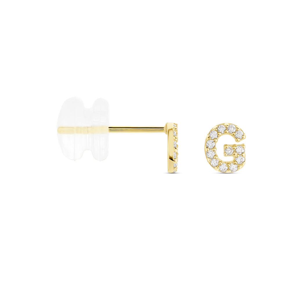 Boucle D'oreille Puce Unitaire Jodoca Or Jaune Oxyde De Zirconium - Clous d'oreilles Femme | Histoire d’Or
