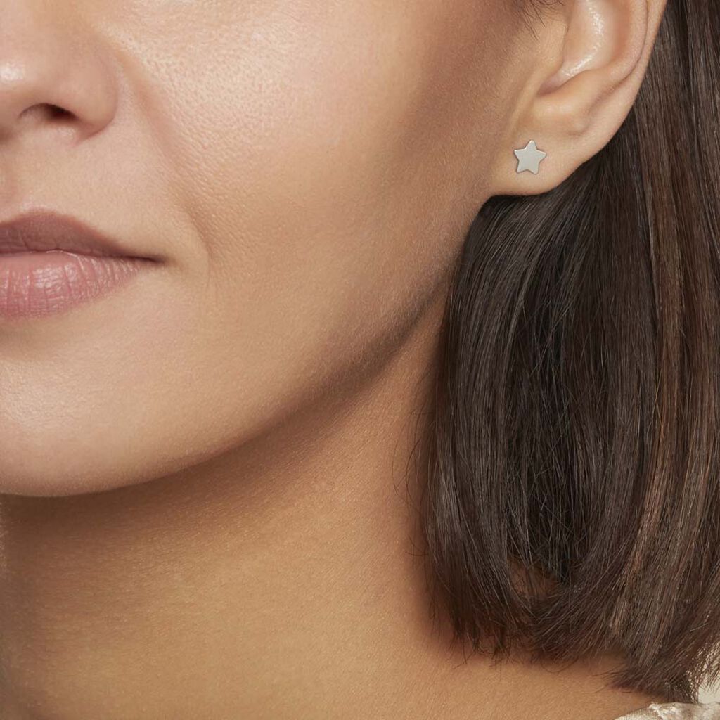 Boucles D'oreilles Puces Astre Argent Blanc - Boucles d'oreilles fantaisie Femme | Histoire d’Or
