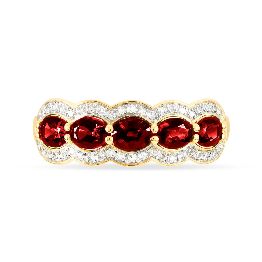 Bague Margaux Or Jaune Grenat Et Diamant - Bagues avec pierre Femme | Histoire d’Or