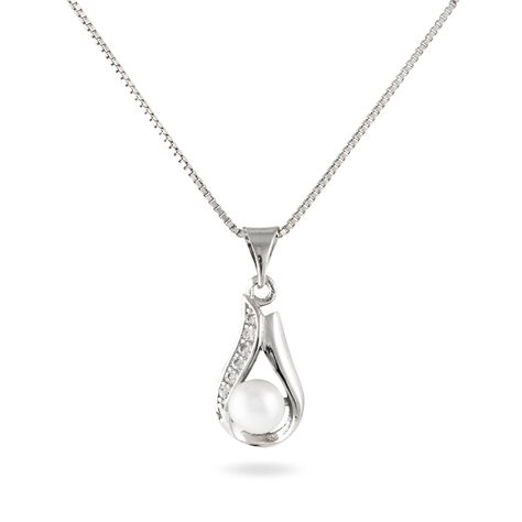 Collier Marie-magdeleine Argent Perle D'imitation Et Oxyde - Colliers fantaisie Femme | Histoire d’Or