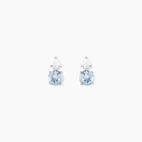 Boucles D'oreilles Puces Giana Or Blanc Topaze Et Oxyde De Zirconium - Clous d'oreilles Femme | Histoire d’Or
