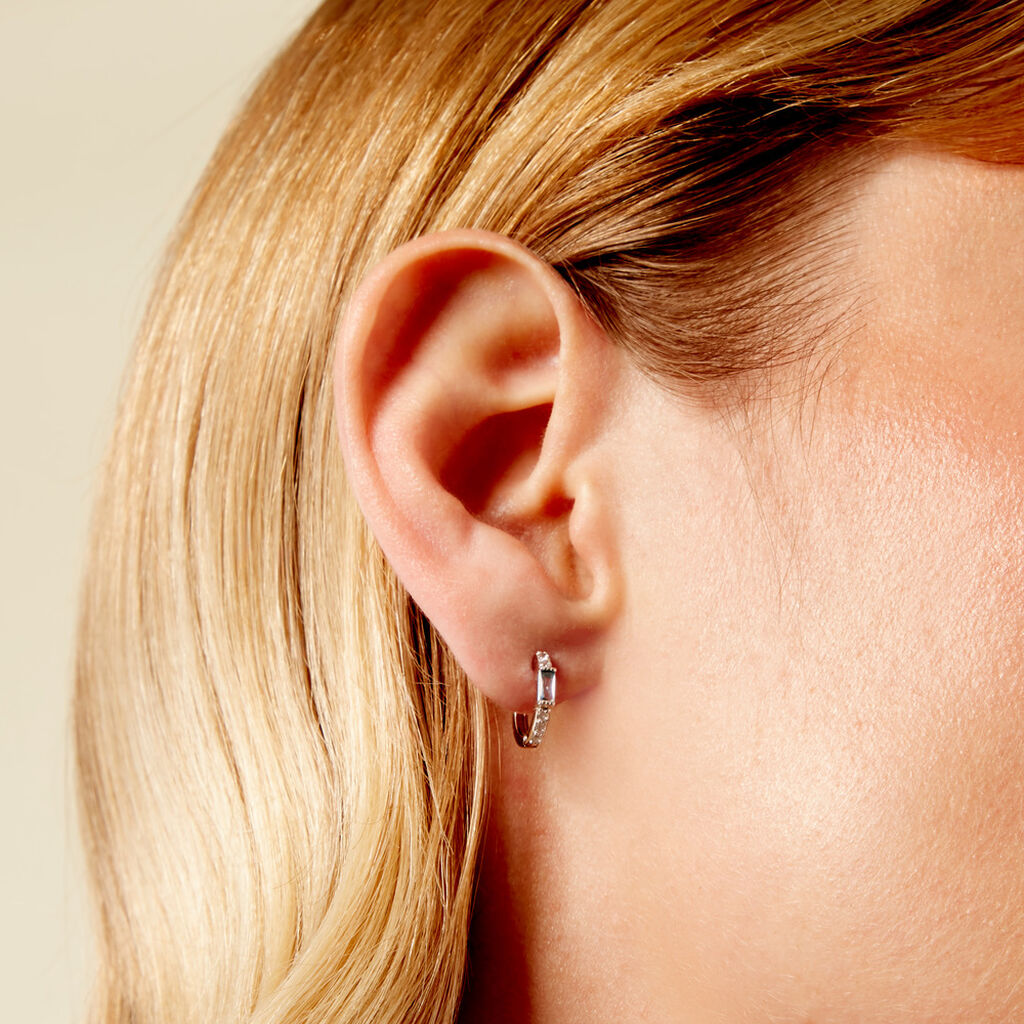 Créoles Eugenya Argent Blanc Oxyde De Zirconium - Boucles d'oreilles créoles Femme | Histoire d’Or