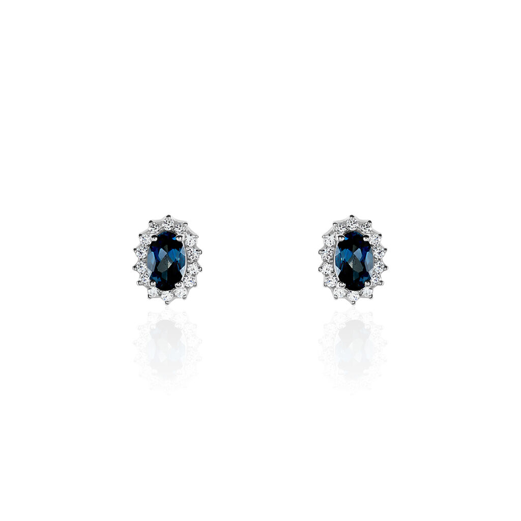 Boucles D'oreilles Or Blanc Quintilla Topazes London Blue Et Oxydes - Boucles d'oreilles pendantes Femme | Histoire d’Or