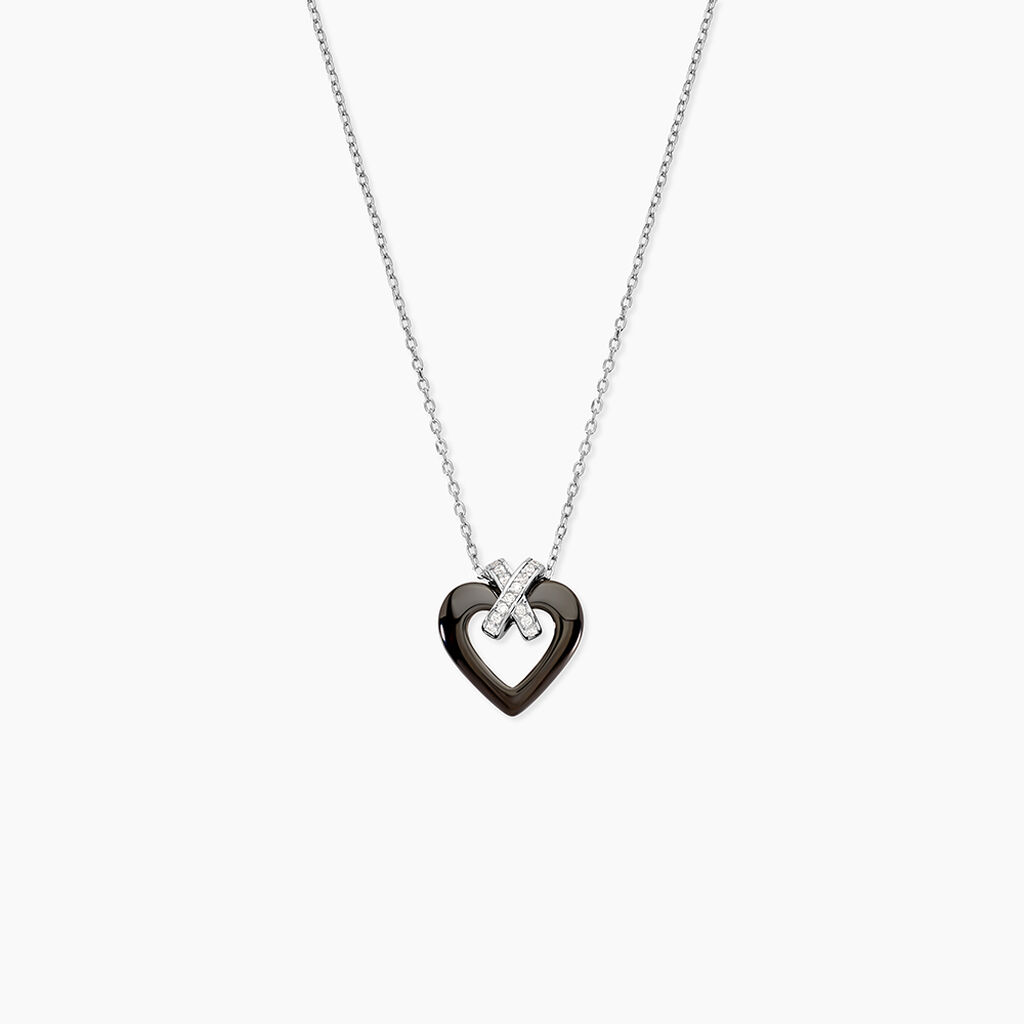 Collier Nolwen Argent Blanc C&eacute;ramique Et Oxyde De Zirconium - Colliers fantaisie Femme | Histoire d&rsquo;Or