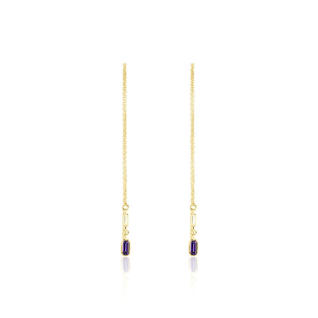 Boucles D'oreilles Pendantes Iris Or Jaune Am&eacute;thyste Topaze - Boucles d'oreilles pendantes Femme | Histoire d&rsquo;Or