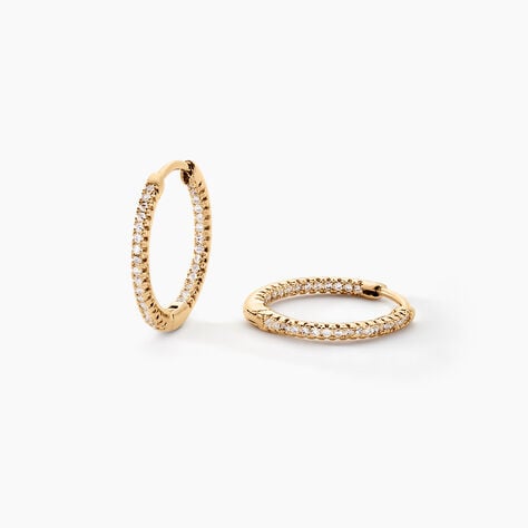 Créoles Karolina Rondes Plaqué Or Jaune Oxyde De Zirconium - Boucles d'oreilles créoles Femme | Histoire d’Or