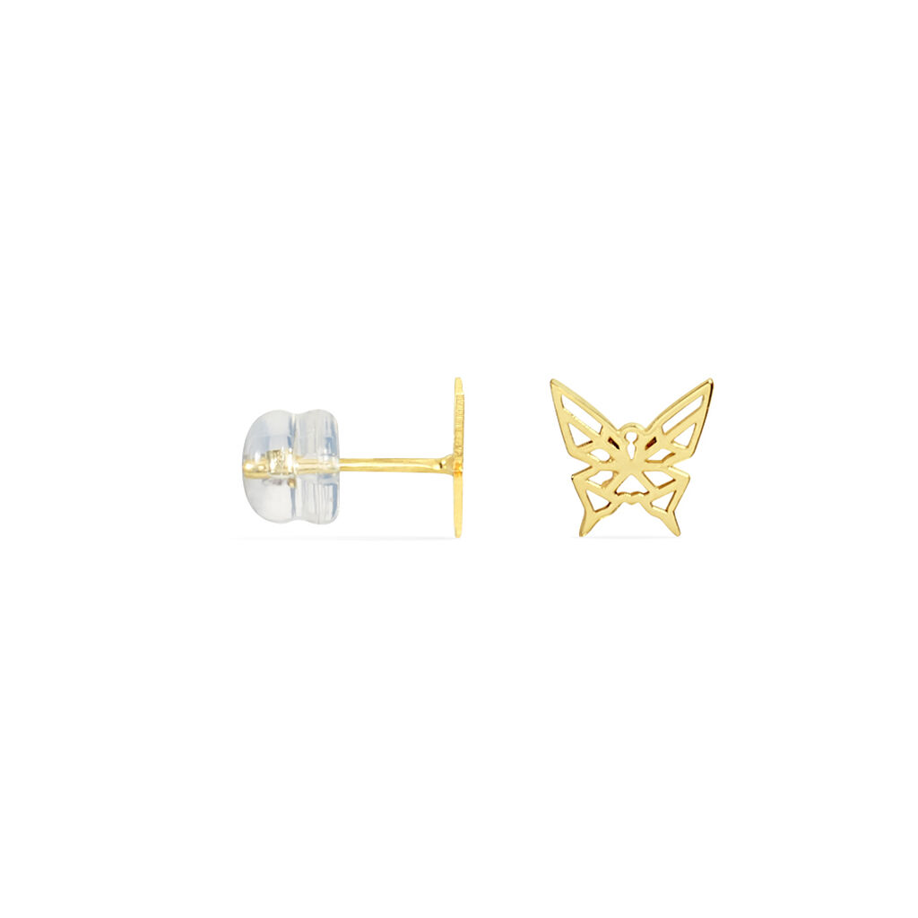Boucles D'oreilles Puces Bartholomee Papillon Or Jaune - Clous d'oreilles Femme | Histoire d’Or