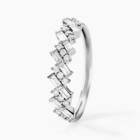 Alliance Zachary Or Blanc Diamant Synth&eacute;tique - Alliances Femme | Histoire d&rsquo;Or