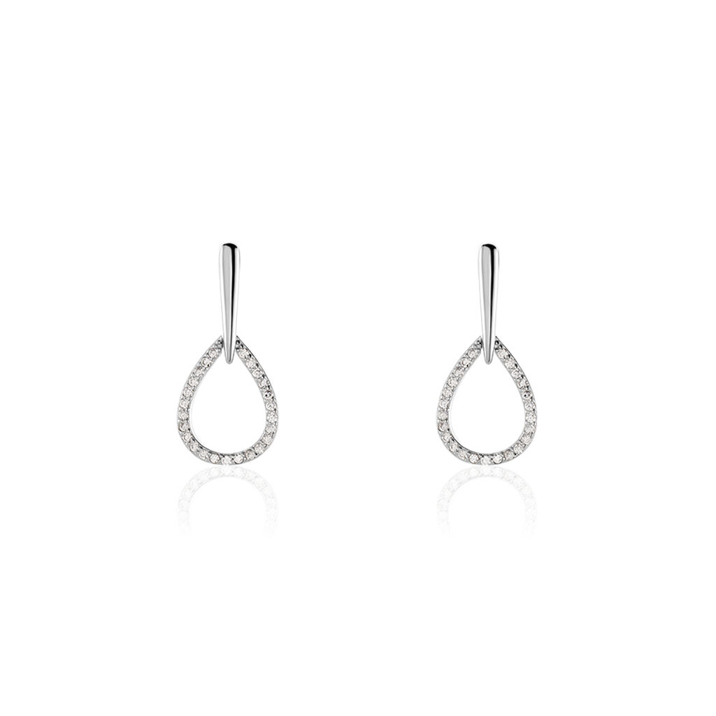 Boucles D'oreilles Pendantes Germinal Argent Blanc Oxyde De Zirconium - Boucles d'oreilles fantaisie Femme | Histoire d’Or