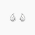 Boucles D'oreilles Puces Helie Goutte Or Blanc Oxyde De Zirconium - Clous d'oreilles Femme | Histoire d&rsquo;Or