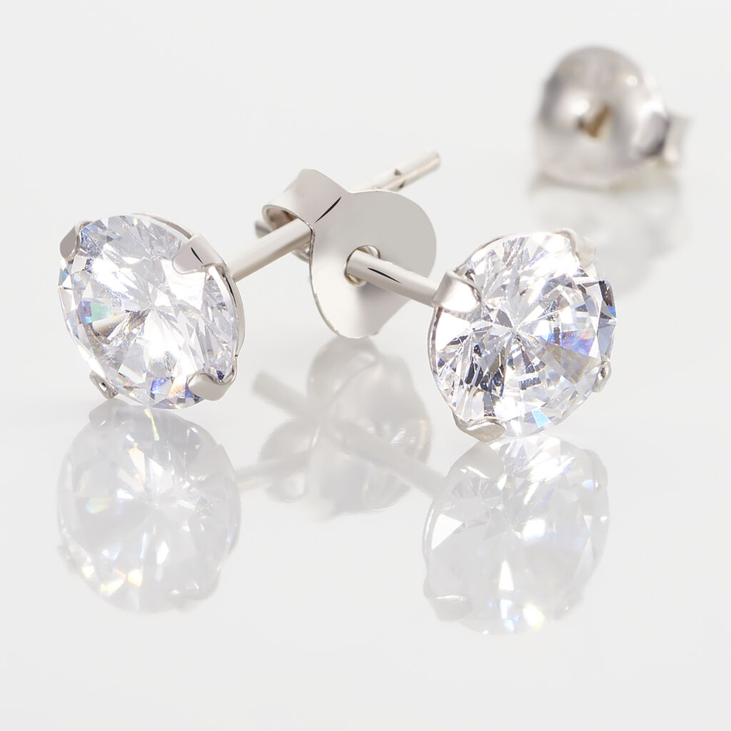 Boucles D'oreilles Puces Philia Argent Blanc Oxyde De Zirconium - Boucles d'oreilles fantaisie Femme | Histoire d’Or