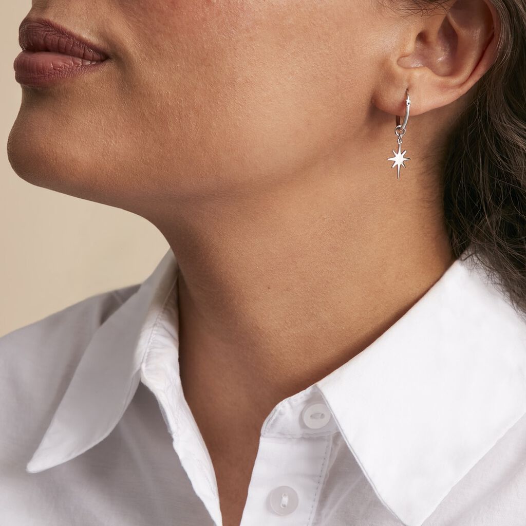 Créoles Pearce Argent Blanc - Boucles d'oreilles créoles Femme | Histoire d’Or