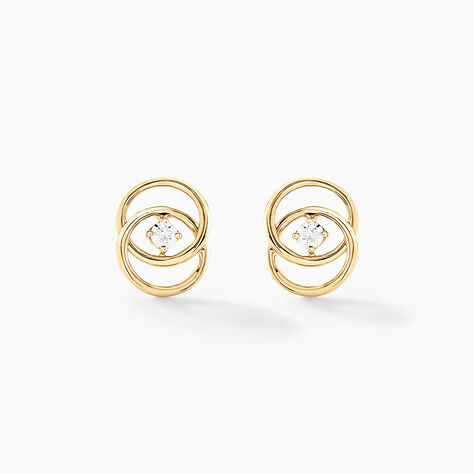 Boucles D'oreilles Puces Nid D'amour Or Jaune Diamant - Clous d'oreilles Femme | Histoire d&rsquo;Or