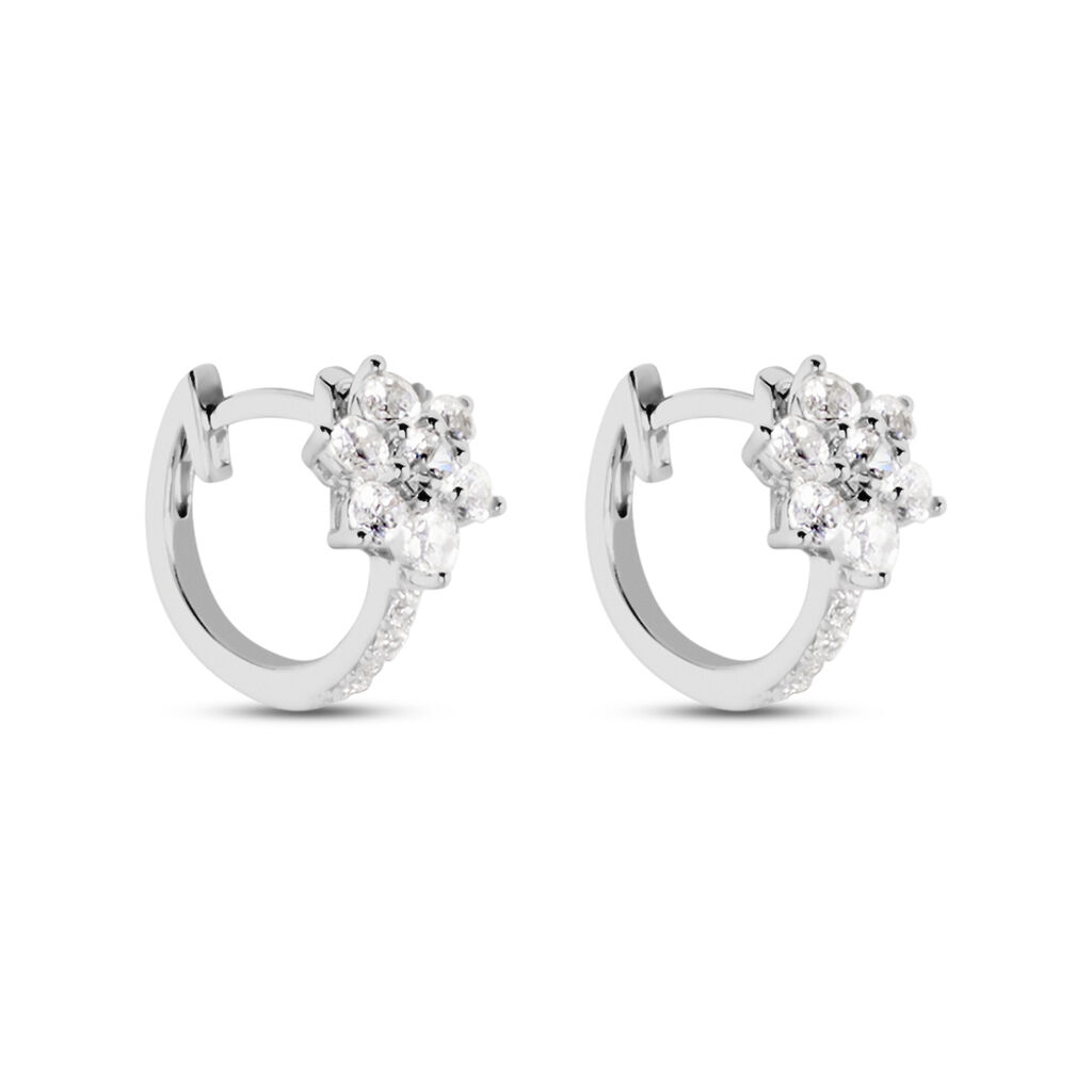 Cr&eacute;oles Argent Blanc Sanz Oxyde De Zirconium - Boucles d'oreilles cr&eacute;oles Femme | Histoire d&rsquo;Or