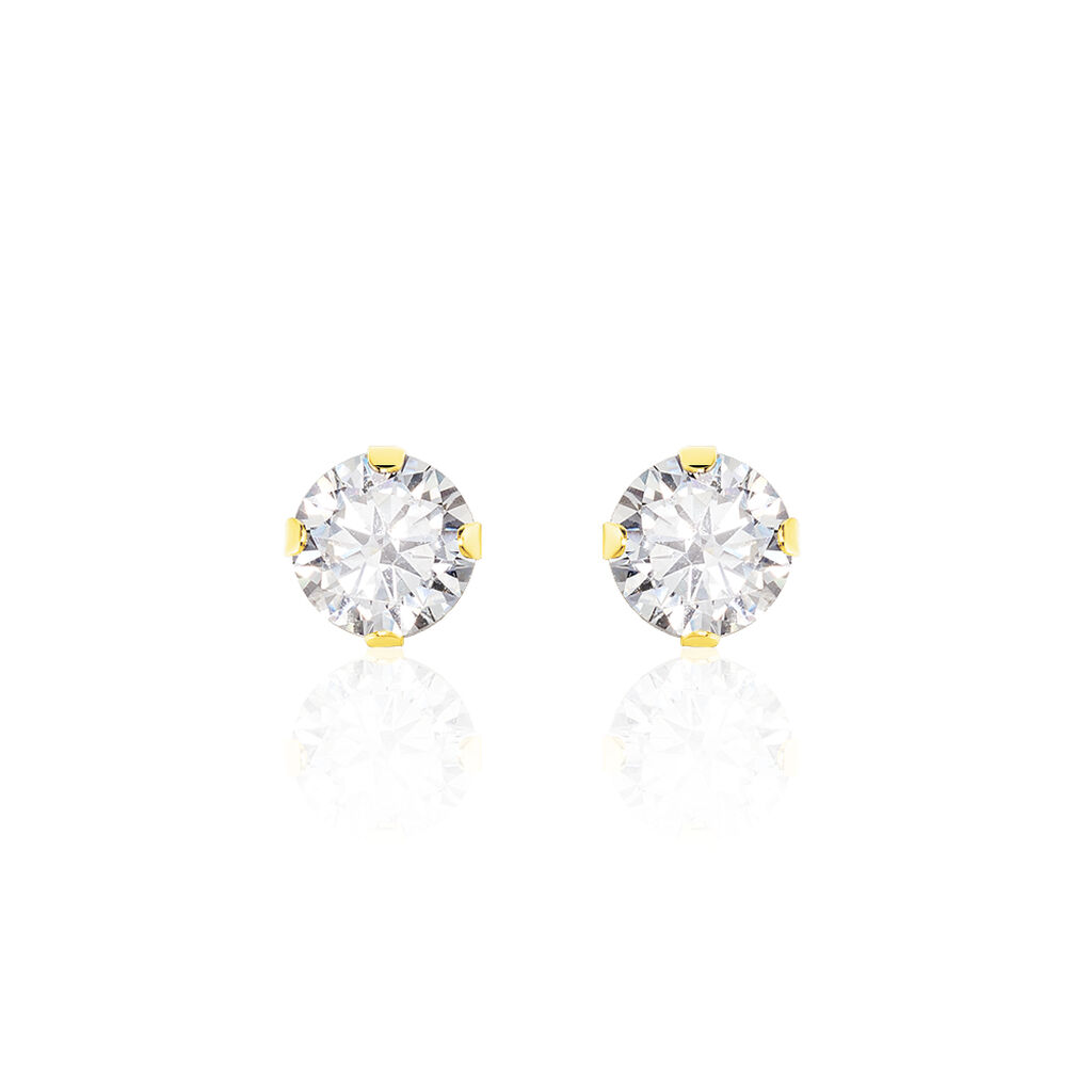 Boucles D'oreilles Puces Eddie Or Jaune Oxyde De Zirconium - Clous d'oreilles Femme | Histoire d’Or