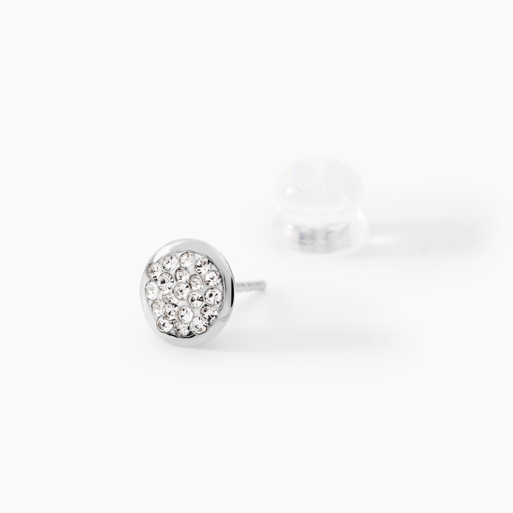 Boucles D'oreilles Puces Or Blanc Strass - Clous d'oreilles Femme | Histoire d’Or
