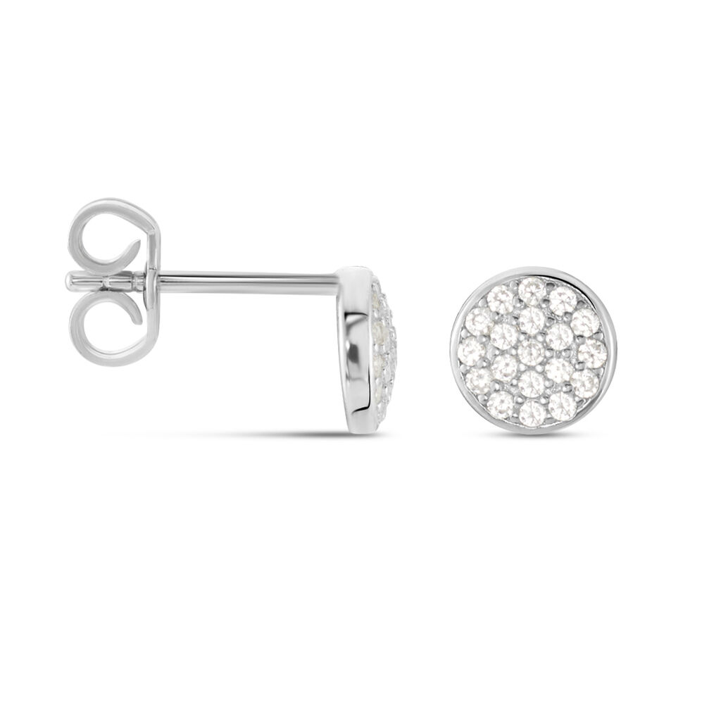 Boucles D'oreilles Puces Argent Blanc Victorin Oxydes De Zirconium - Boucles d'oreilles fantaisie Femme | Histoire d’Or