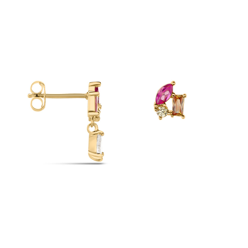 Boucle D'oreille Dépareillée Clematis Plaqué Or Jaune Spinelle Oxyde - Boucles d'oreilles fantaisie Femme | Histoire d’Or