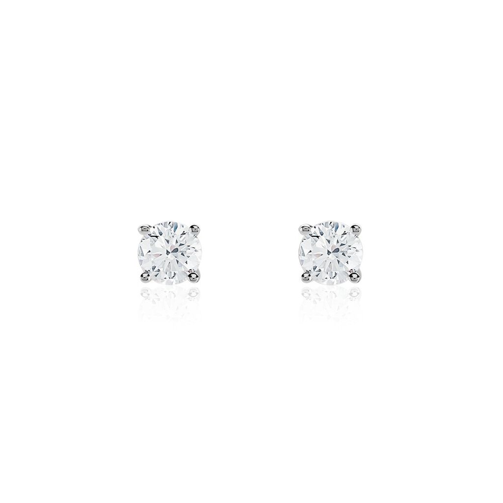 Boucles D'oreilles Puces Or Blanc Aphrodite Diamant - Clous d'oreilles Femme | Histoire d’Or