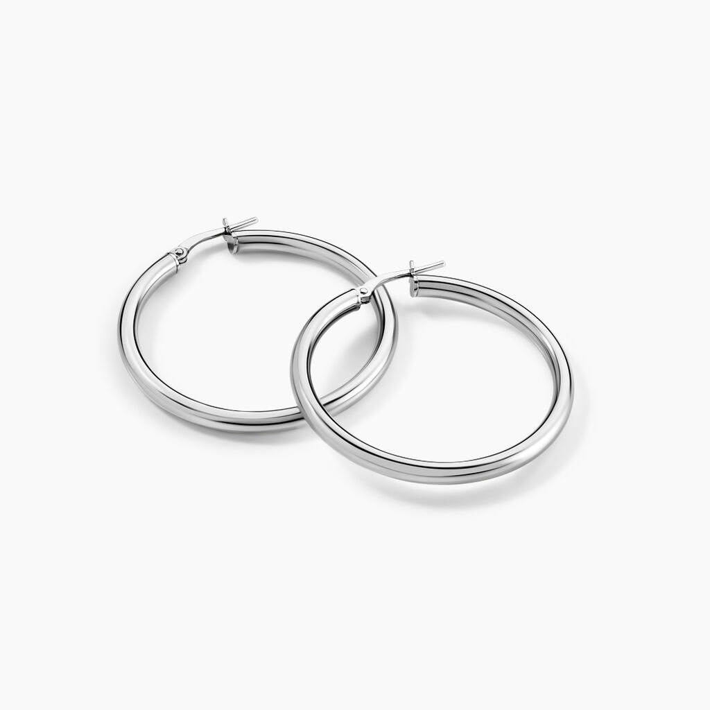 Créoles Argent Blanc Anne - Boucles d'oreilles créoles Femme | Histoire d’Or