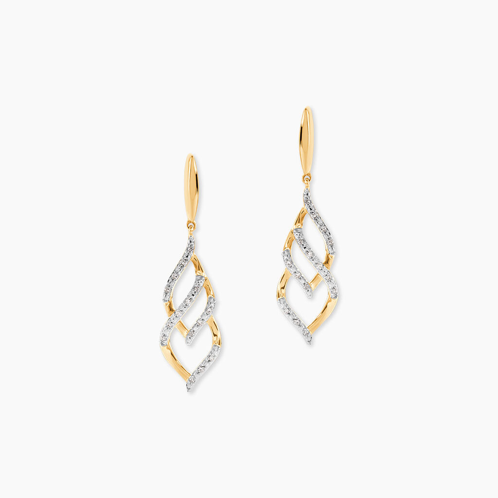 Boucles D'Oreilles Pendantes Teoxanne Or Jaune Diamant - Boucles d'oreilles pendantes Femme | Histoire d&rsquo;Or