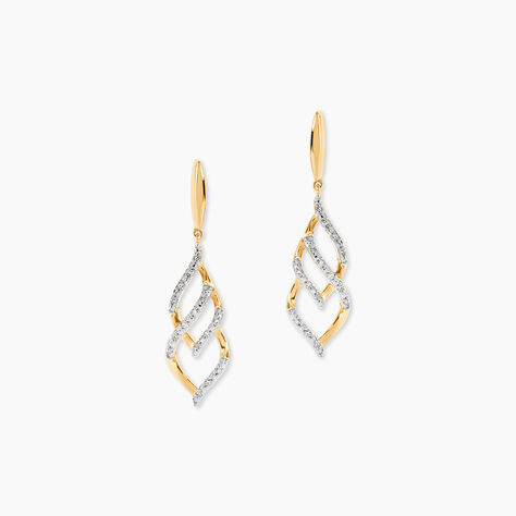 Boucles D'Oreilles Pendantes Teoxanne Or Jaune Diamant - Boucles d'oreilles pendantes Femme | Histoire d&rsquo;Or